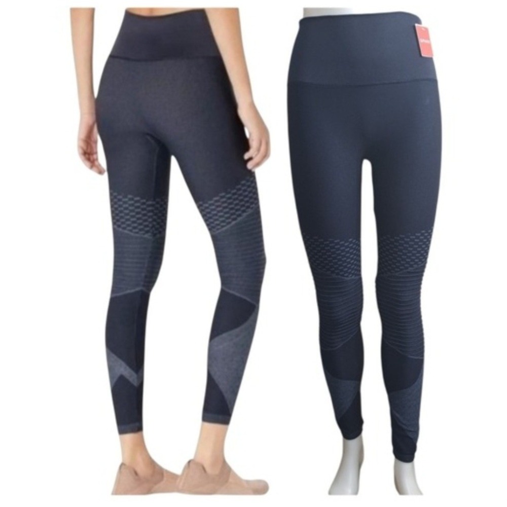 Spanx Indigo Sky Seamless Moto Leggings Size Medium High Waisted Compression